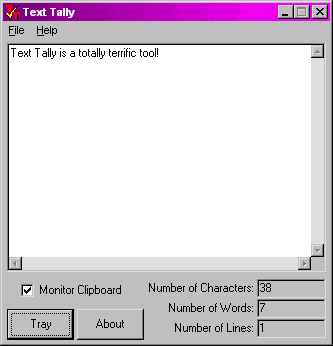 Text Tally 1.3 software screenshot