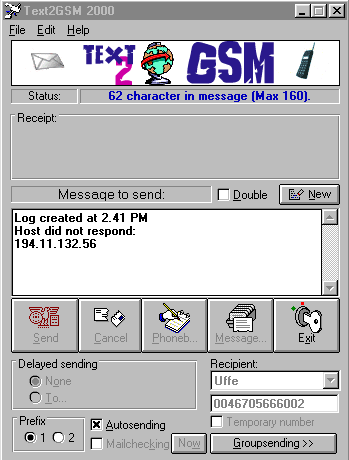 Text2GSM 3.6 software screenshot