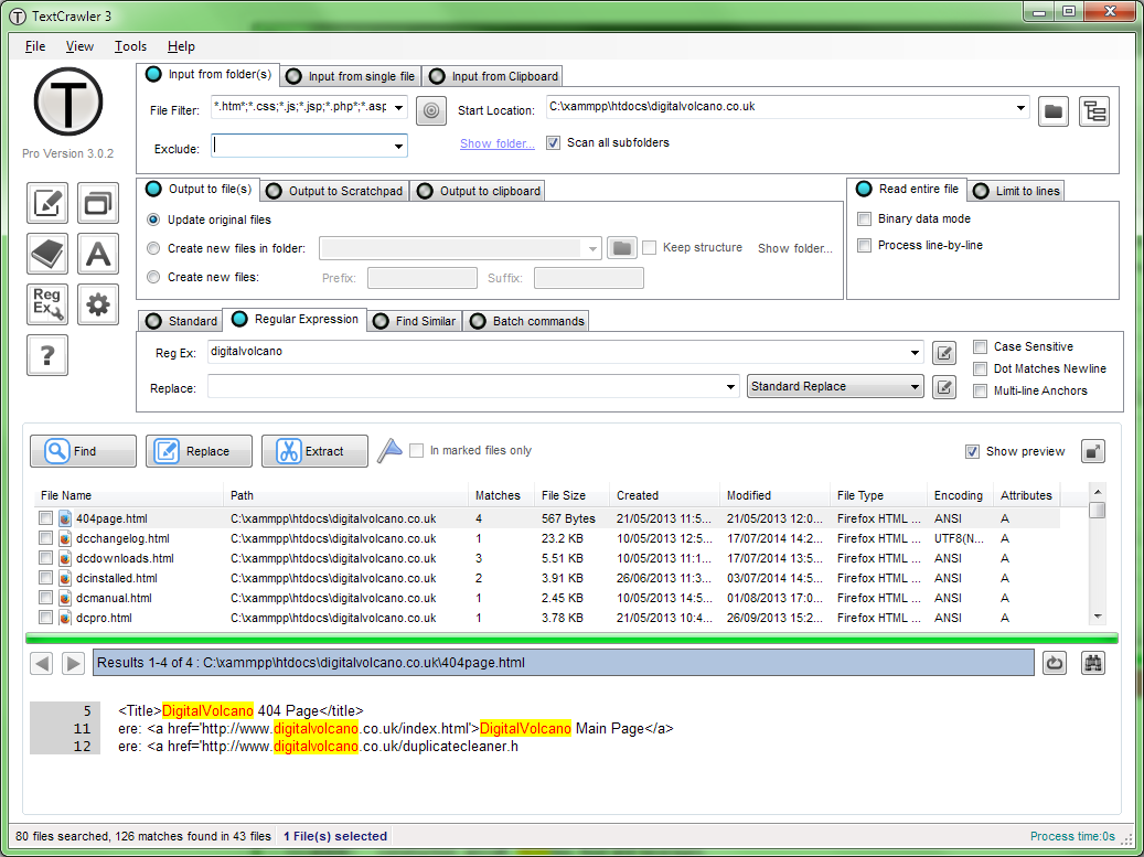 TextCrawler Pro Edition 3.1.0 software screenshot