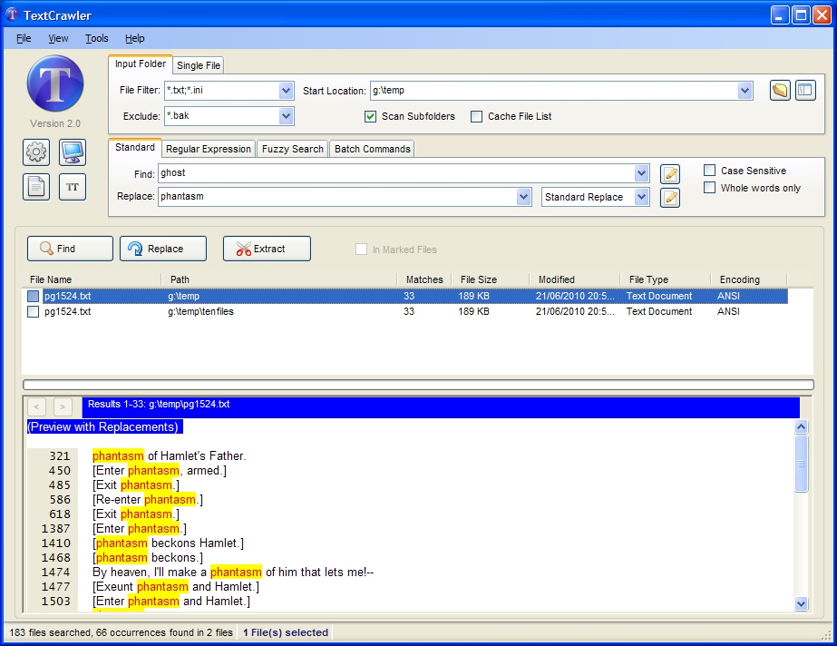 TextCrawler 2.5.0.0 software screenshot