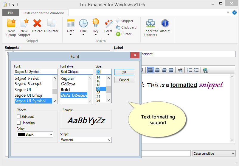 TextExpander 1.2.4 software screenshot