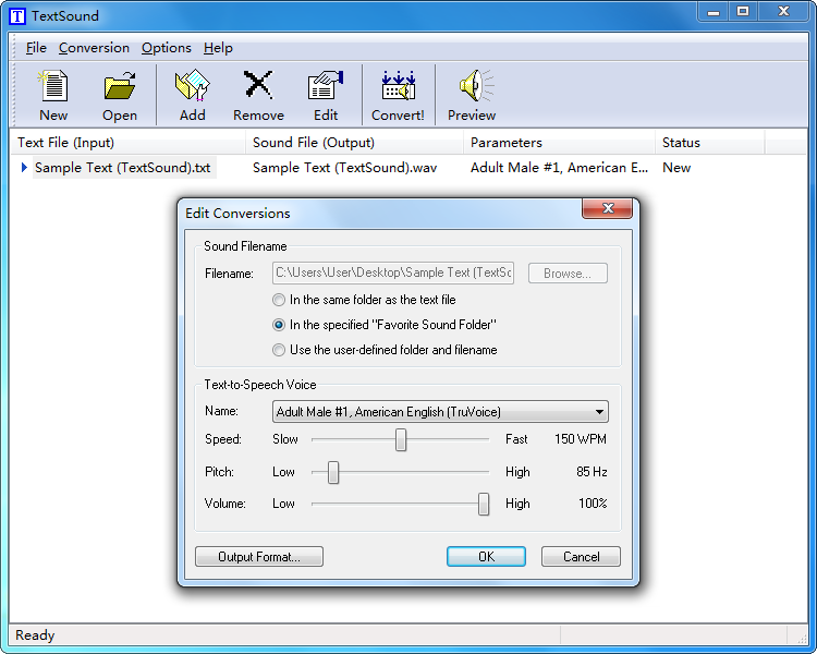 TextSound 2.0 software screenshot