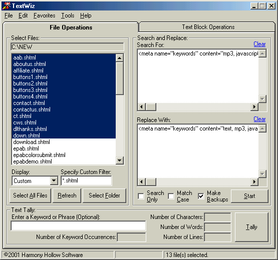 TextWiz 2.1 software screenshot