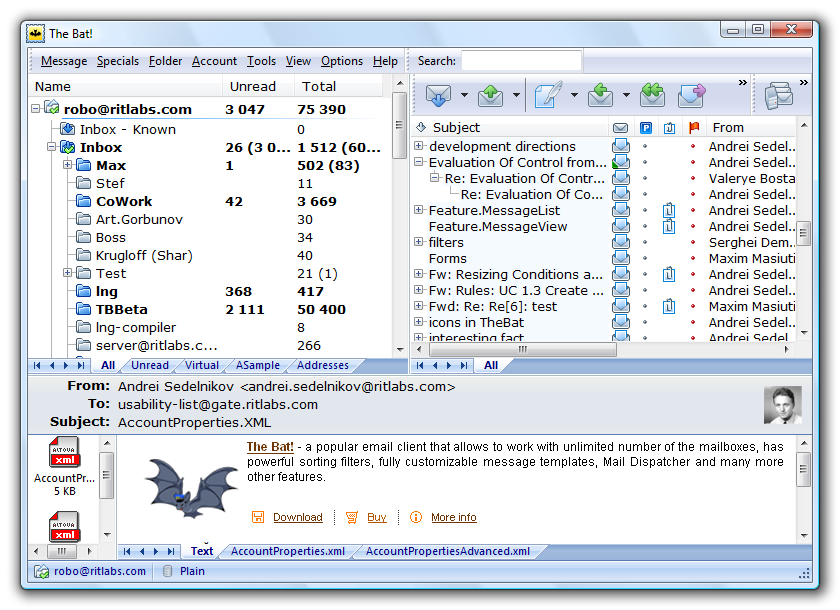 The Bat! Home Edition 7.3.12 software screenshot