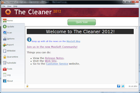 The Cleaner Portable 2012 8.2.0.1121 software screenshot