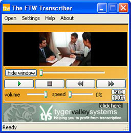 The FTW Transcriber 2.4.1 software screenshot