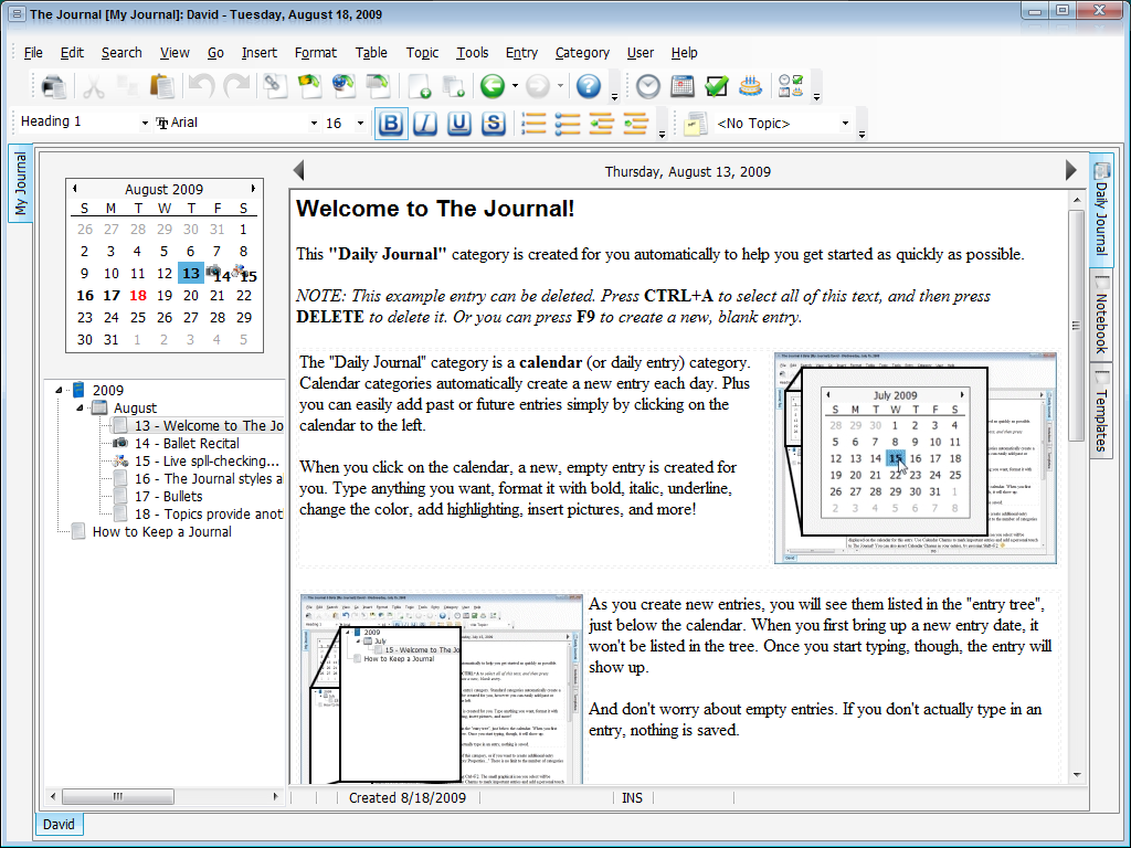 The Journal 7.0.0.1073 software screenshot