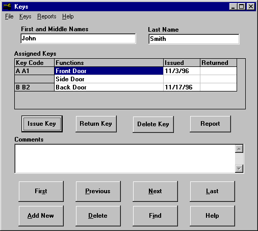 The Keys Program 3.1 software screenshot