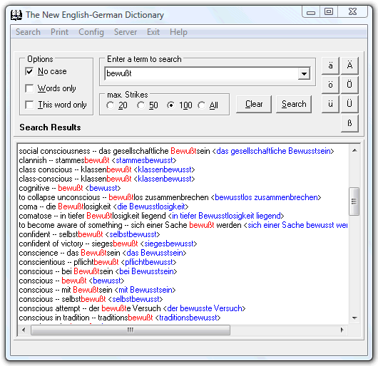 The New English-German Dictionary 3.8.5 software screenshot