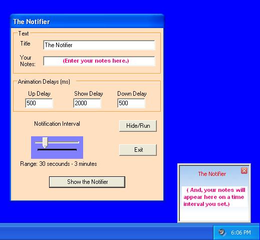 The Notifier 2 software screenshot