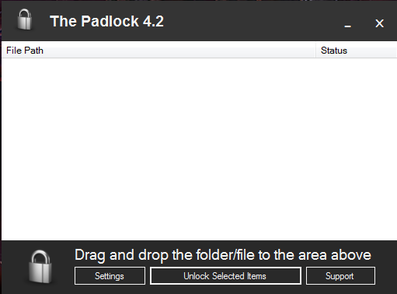 The Padlock 4.2.2 software screenshot