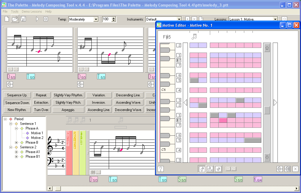 The Palette - Melody Composing Tool 4.4.3 software screenshot