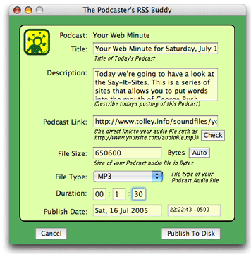 The Podcast RSS Buddy 3.2 software screenshot
