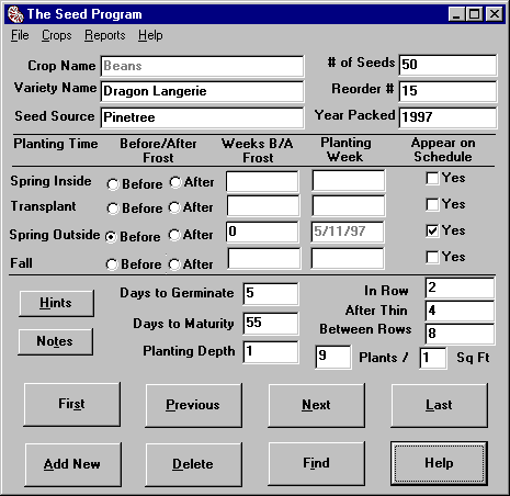 The Seed Program 3.0 software screenshot