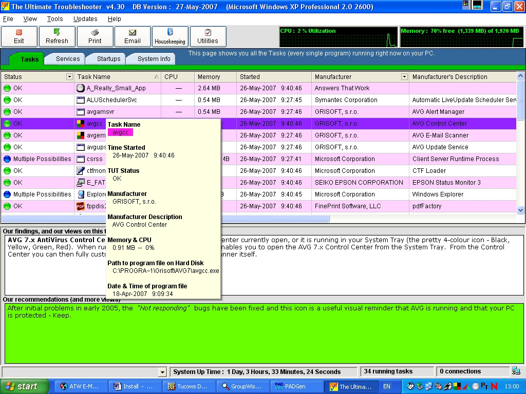The Ultimate Troubleshooter 4.92 software screenshot