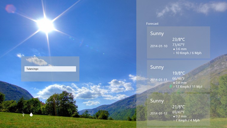 The Weather App for Windows 8.1 1.1.0.1 software screenshot