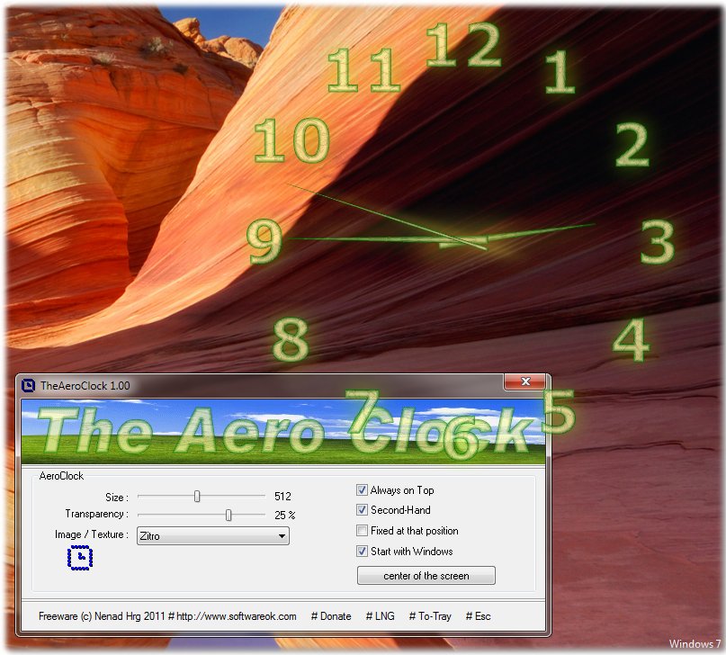 TheAeroClock 3.96 software screenshot