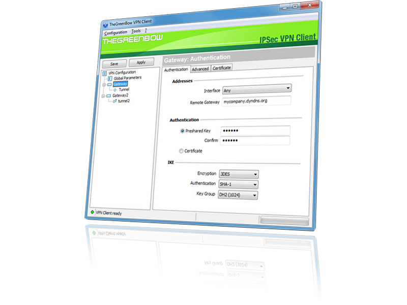 TheGreenBow IPSec VPN Client 5.51.002 software screenshot