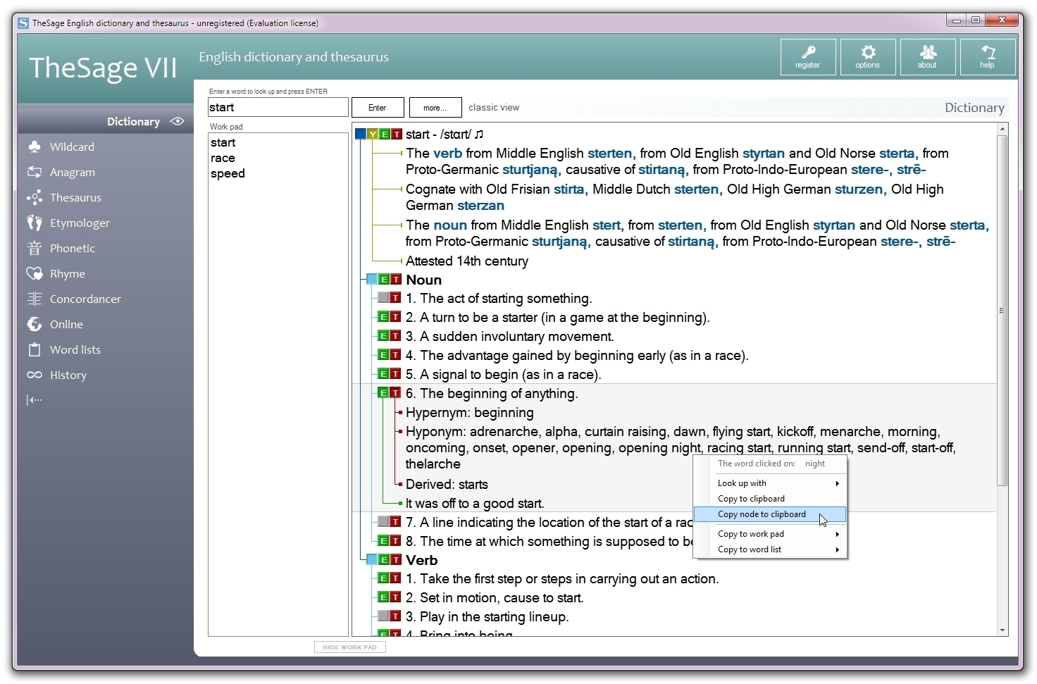 TheSage English Dictionary and Thesaurus 7.15.2672 software screenshot