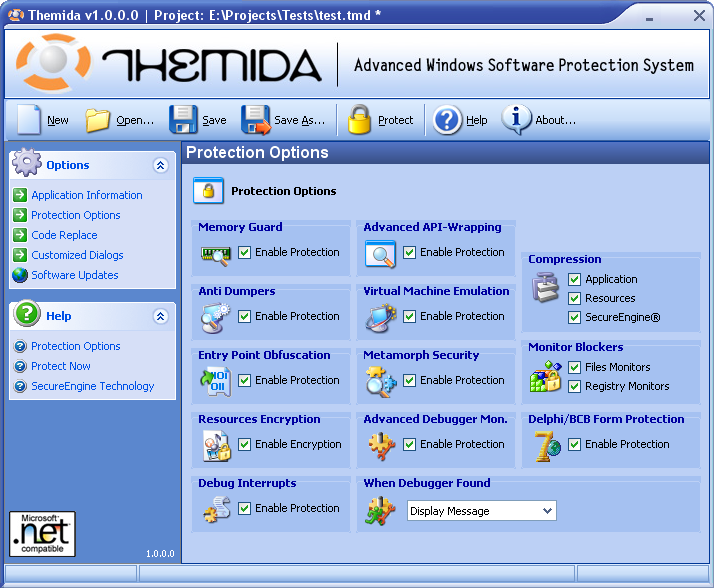 Themida 2.4.1.0 software screenshot