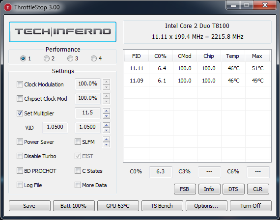 ThrottleStop 5.00 Beta 03 / 4.10 software screenshot