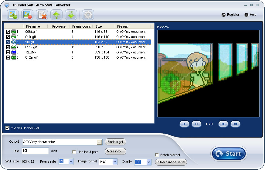 ThunderSoft GIF to SWF Converter 1.6.1 software screenshot