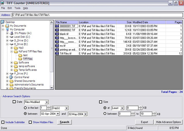 Tiff Counter 2.0 software screenshot