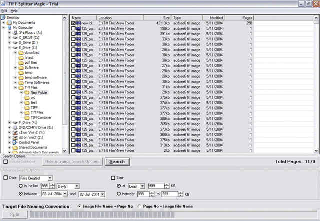 Tiff Splitter 1.0 software screenshot