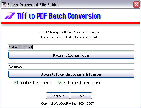 Tiff to PDF 1.0 software screenshot