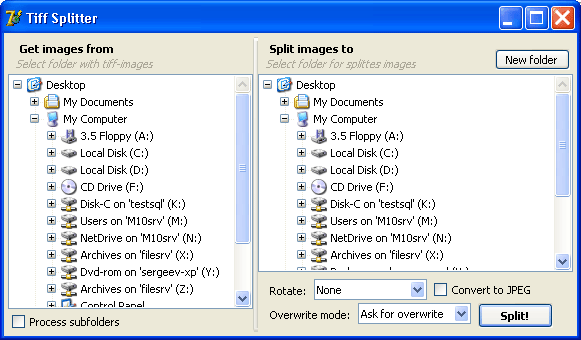 TiffSplitter 1.8 software screenshot