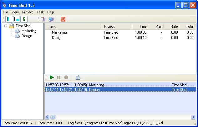 Time Sled 2.2.3 software screenshot