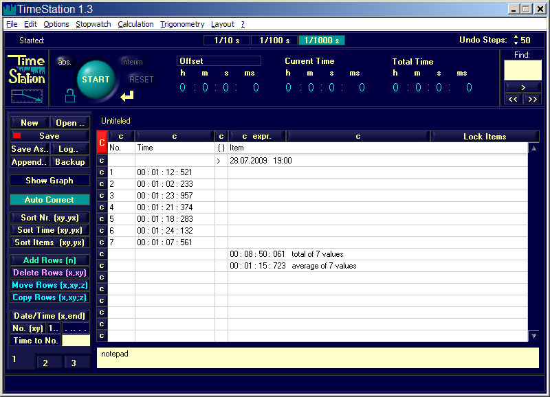Time Station 1.3 software screenshot