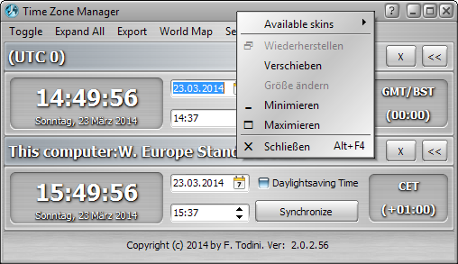 Time Zone Manager 2.1.4.42 software screenshot