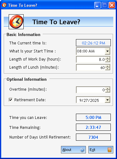 Time to Leave 1.0 software screenshot