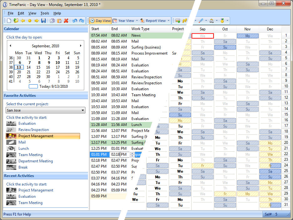 TimePanic FE 5.0.1003 software screenshot