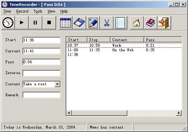 TimeRecorder 4.32 software screenshot