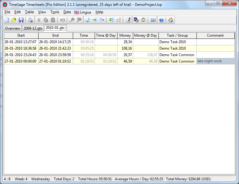 TimeSage Timesheets - Pro Edition 2.1.8 software screenshot