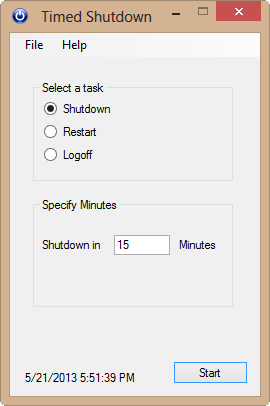 Timed Shutdown Free 1.1.0.27 software screenshot