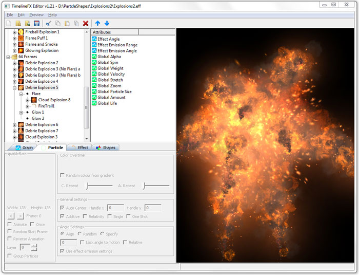 TimelineFX Editor 1.33 software screenshot