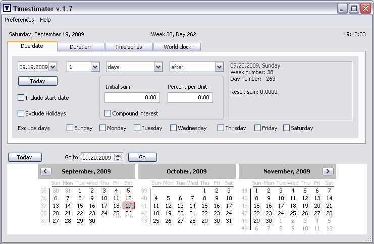 Timestimator 1.7 software screenshot