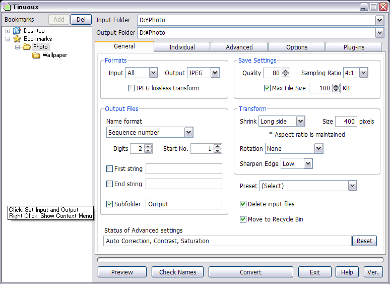 Tinuous 4.0.0.2 software screenshot
