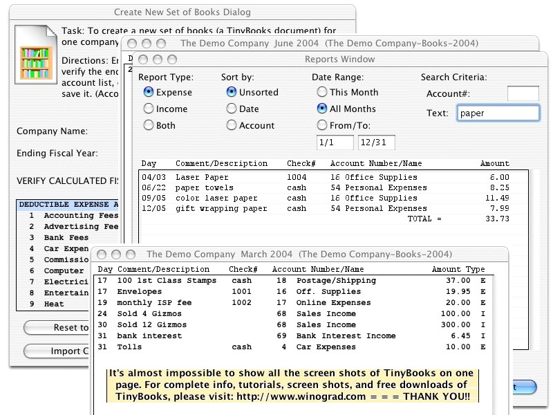 TinyBooks 6.0.3 software screenshot