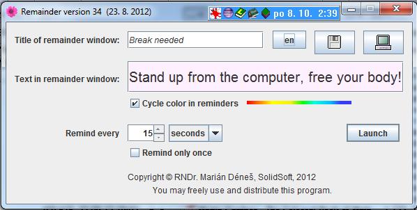 TinyReminder 38 software screenshot