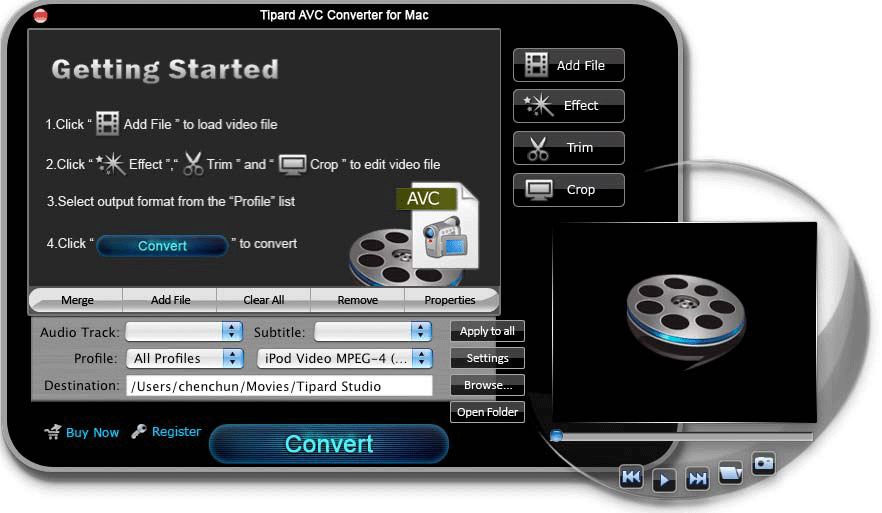 Tipard AVC Converter for Mac 3.6.08 software screenshot