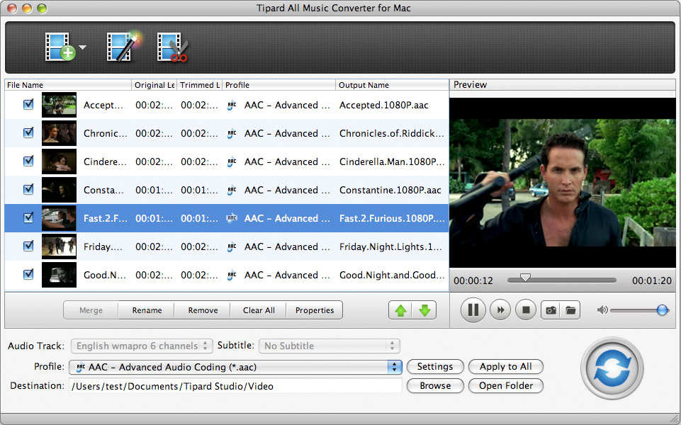 Tipard All Music Converter for Mac 3.6.08 software screenshot