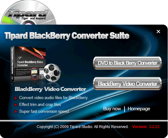 Tipard BlackBerry Converter Suite 3.2.26 software screenshot