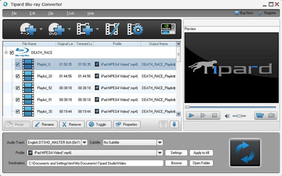 Tipard Blu-ray Converter 7.5.8 software screenshot