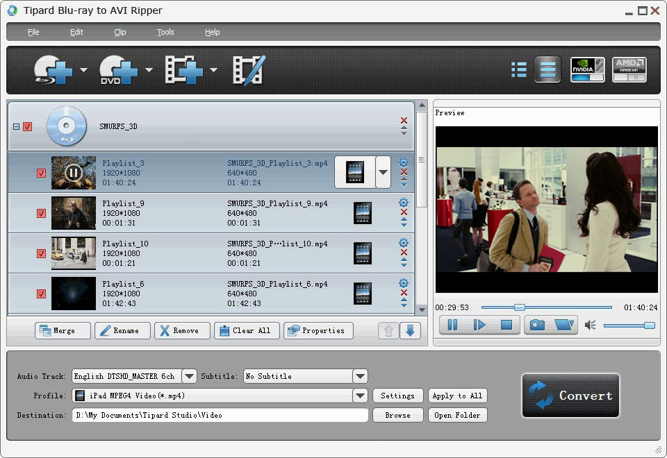 Tipard Blu-ray to AVI Ripper 6.3.52 software screenshot