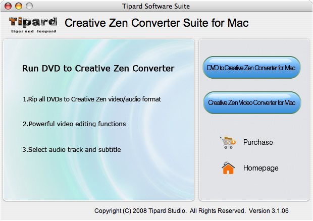 Tipard CreativeZenConverterSuitefor Mac 3.1.08 software screenshot