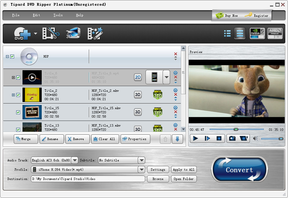 Tipard DVD Ripper Platinum 6.3.26 software screenshot